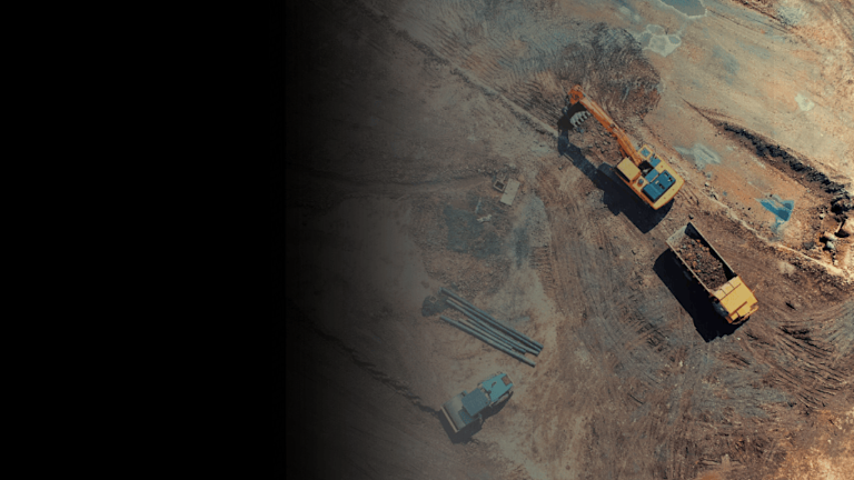 Top down view of large civil construction site